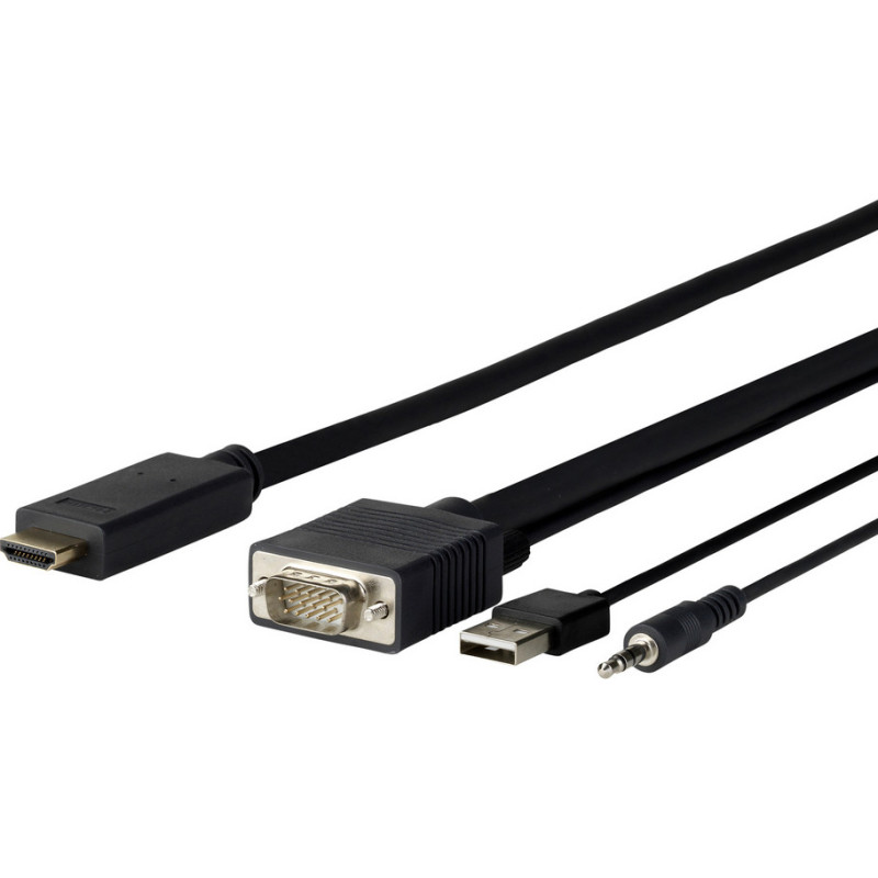 Vivolink Pro VGA + Audio to HDMI 7.5M, PROVGAHDMI7.5 7,5 m VGA (D-Sub) + 3.5mm + USB Type-A Noir