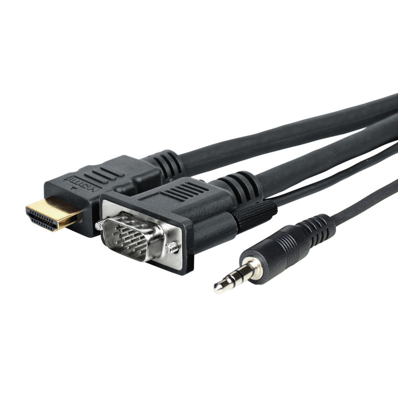 Vivolink PROVGAHDMIFLY7 câble vidéo et adaptateur 5 m VGA (D-Sub) + 3,5 mm HDMI Type A (Standard) Noir