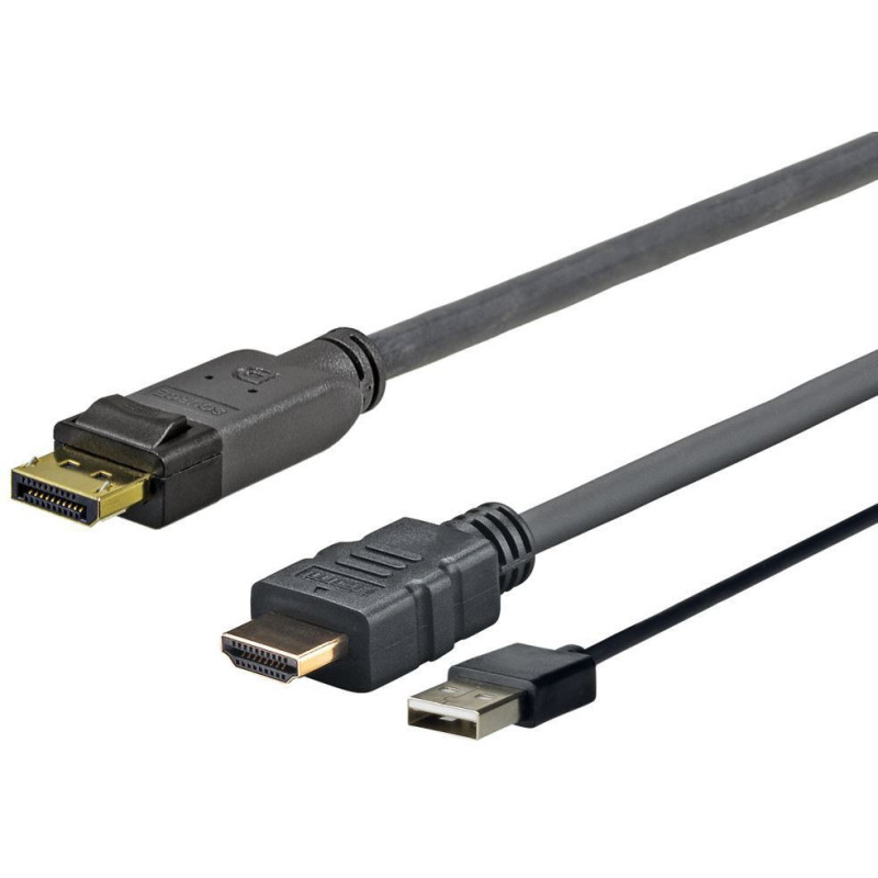 Vivolink PROHDMIUSBDP5 câble vidéo et adaptateur 5 m DisplayPort HDMI + USB Noir