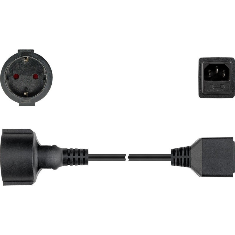 Microconnect PE130150SAFE câble électrique Noir 1,5 m Coupleur C14