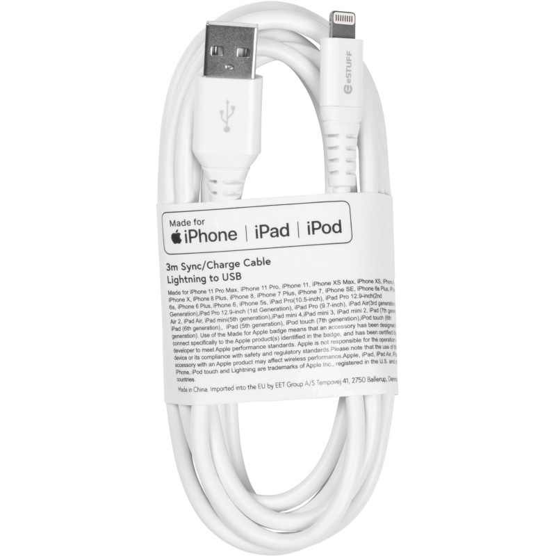 eSTUFF ES601304-BULK câble Lightning 3 m Blanc