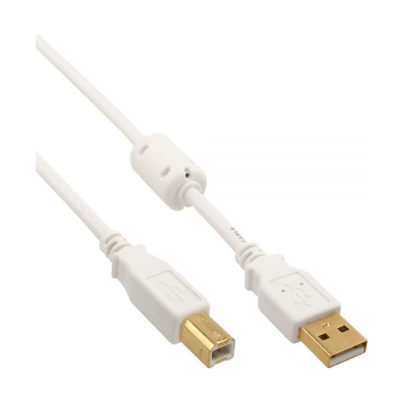 Microconnect USBAB2WF câble USB 2 m USB 2.0 USB A USB B Blanc