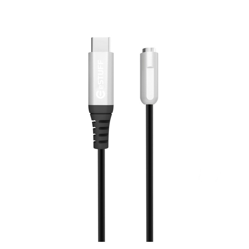 eSTUFF ES651660-BULK changeur de genre de câble USB Type C 3,5 mm Noir, Argent