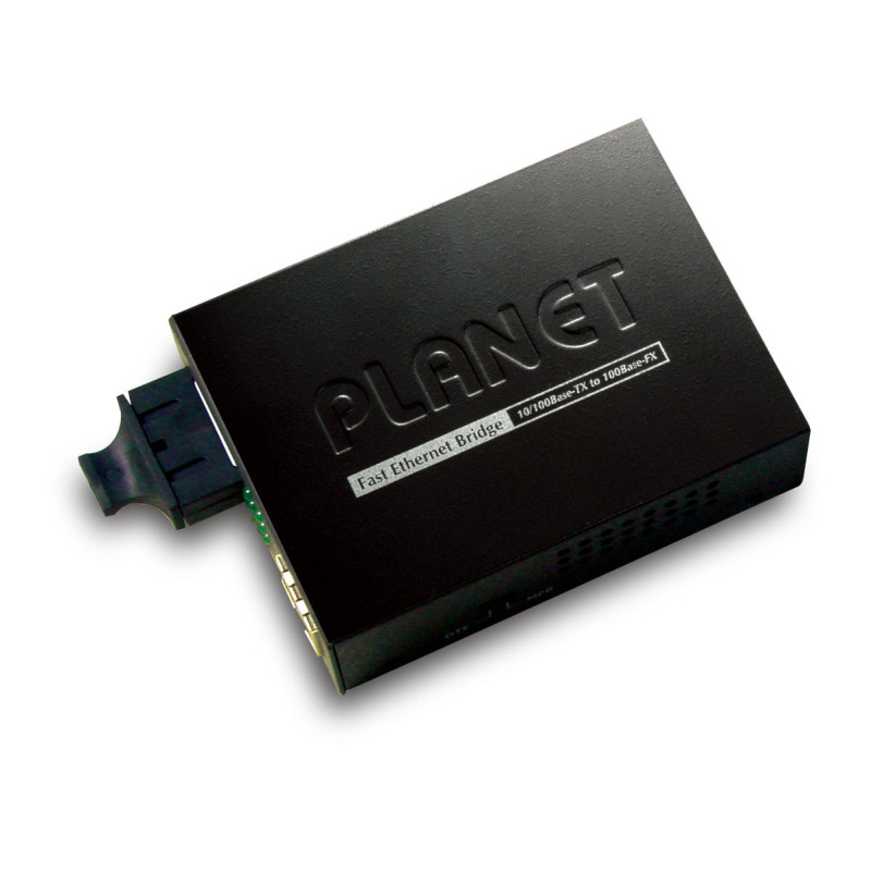 PLANET 10/100Base-TX to 100Base-FX convertisseur de support réseau 100 Mbit/s 1310 nm Multimode, Monomode Noir