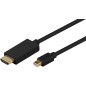 Microconnect MDPHDMI3B-4K câble vidéo et adaptateur 3 m Mini DisplayPort HDMI Type A (Standard) Noir