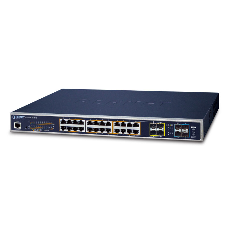 PLANET GS-5220-24PL4XR commutateur réseau Géré L3 Gigabit Ethernet (10/100/1000) Connexion Ethernet, supportant l'alimentation