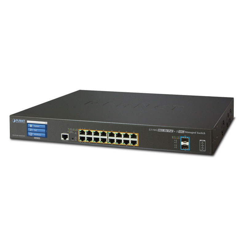 PLANET GS522016UP2XV L3 Gigabit Ethernet (10/100/1000) Connexion Ethernet, supportant l'alimentation via ce port (PoE) 1.25U