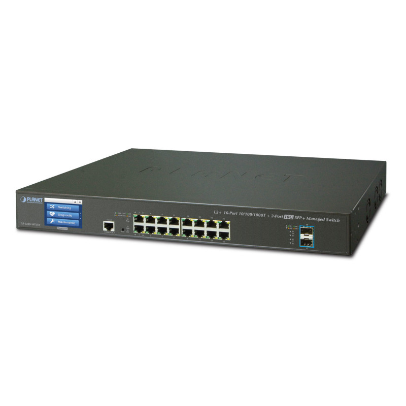 PLANET L2+/L4 16-Port 10/100/1000T Gigabit Ethernet (10/100/1000) 1.25U Noir