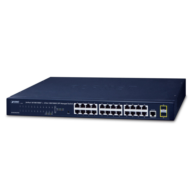 PLANET GS-4210-24T2S commutateur réseau Géré L2 Gigabit Ethernet (10/100/1000) 1U Bleu