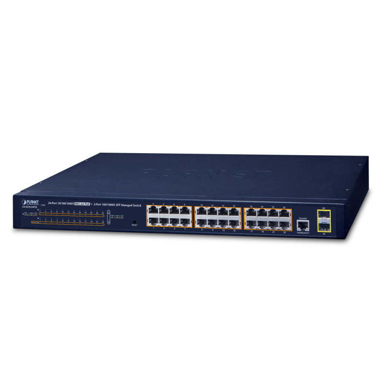 PLANET GS-4210-24P2S commutateur réseau Géré L2/L4 Gigabit Ethernet (10/100/1000) Connexion Ethernet, supportant l'alimentation