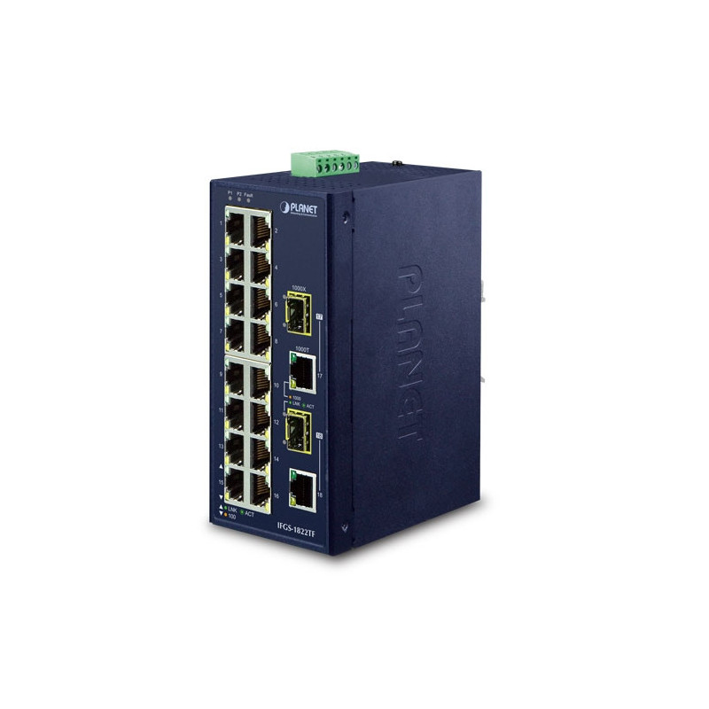 PLANET IFGS-1822TF commutateur réseau Non-géré Fast Ethernet (10/100) Bleu