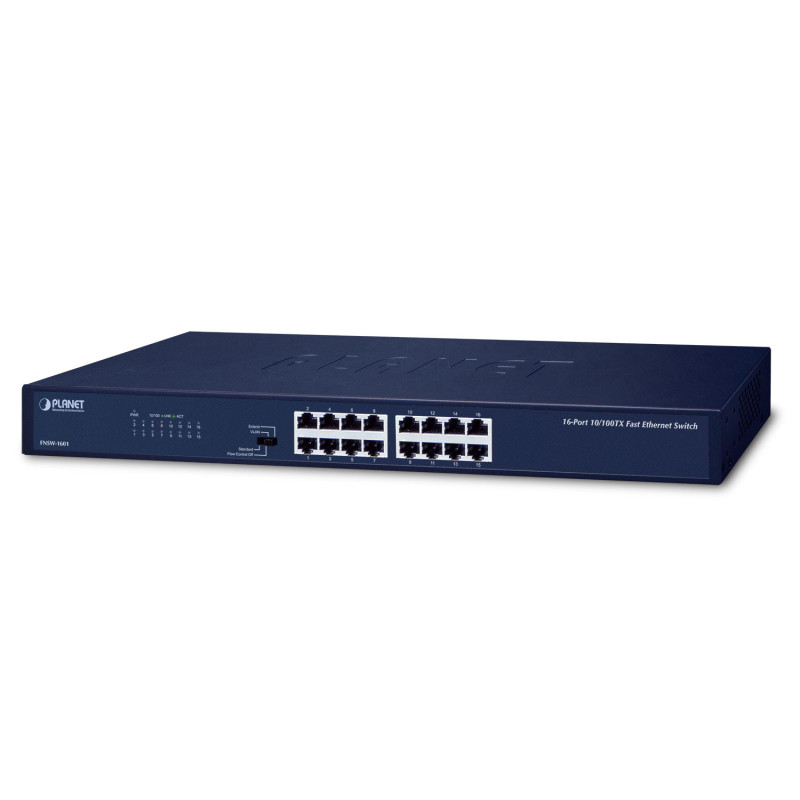 PLANET FNSW-1601 commutateur réseau Non-géré Fast Ethernet (10/100) 1U Bleu