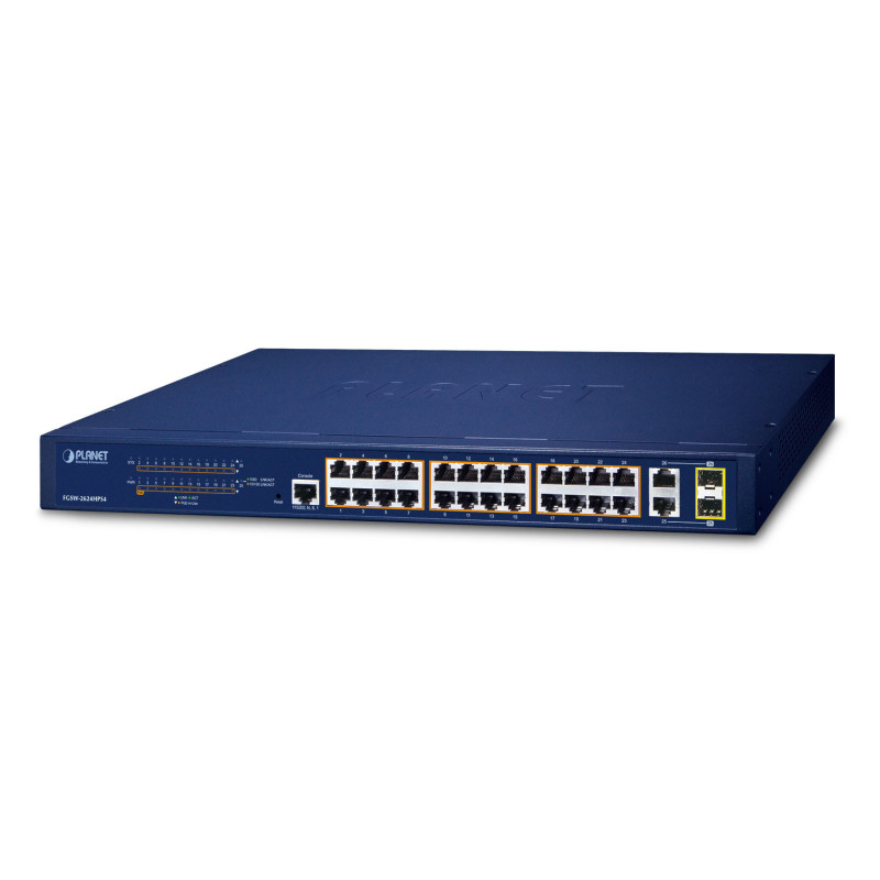 PLANET FGSW-2624HPS4 commutateur réseau Géré L2/L4 Gigabit Ethernet (10/100/1000) Connexion Ethernet, supportant l'alimentation