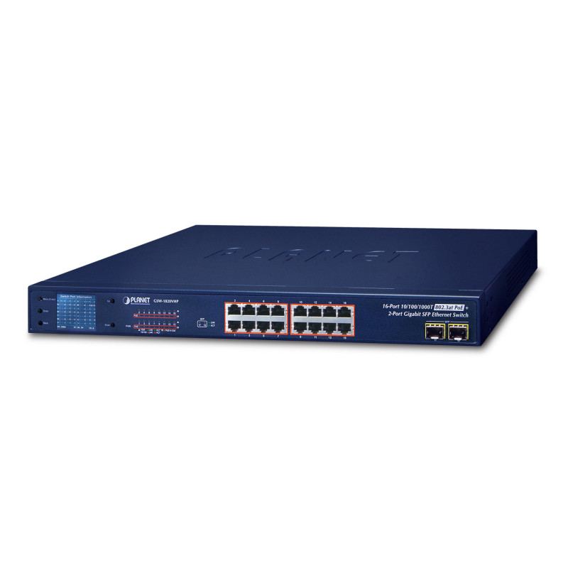 PLANET GSW-1820VHP commutateur réseau Non-géré Gigabit Ethernet (10/100/1000) Connexion Ethernet, supportant l'alimentation via