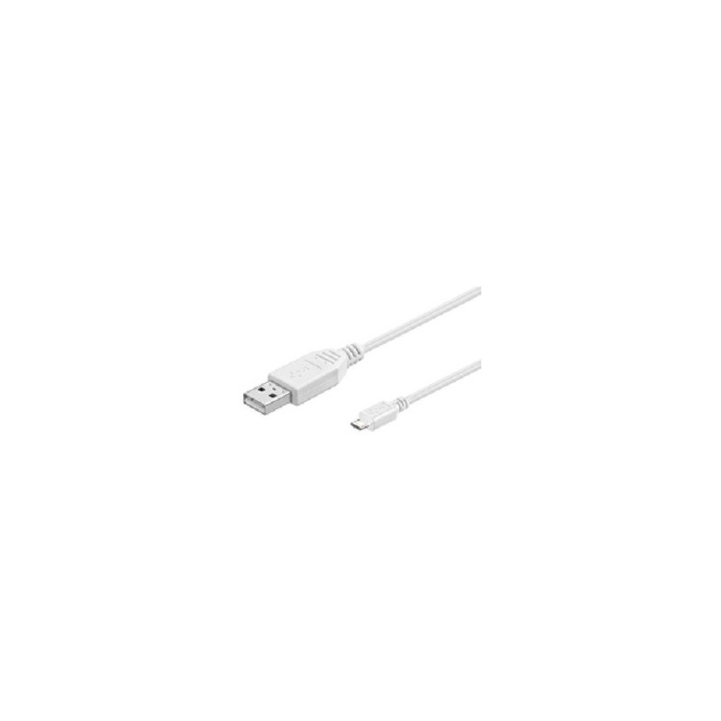 Microconnect USB A/Micro USB B, 1.8 m câble USB 1,8 m USB 2.0 Micro-USB B Blanc