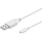Microconnect USB A/Micro USB B, 1 m câble USB USB 2.0 Micro-USB B Blanc