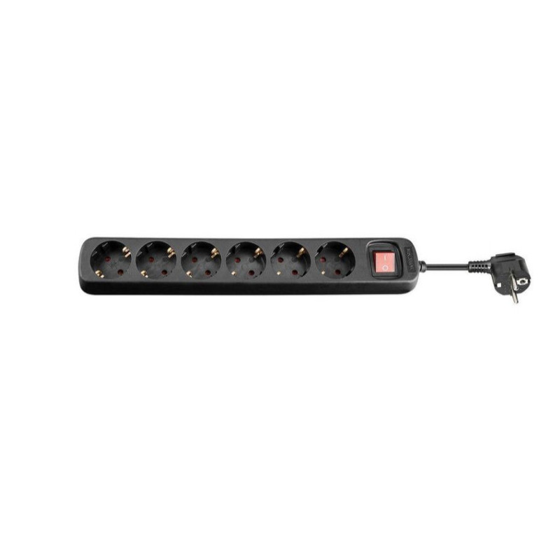 Microconnect 6-way Schuko Socket 5M Black prise de courant Type F Noir