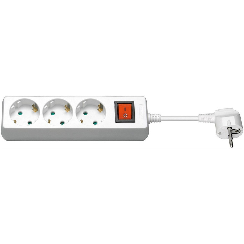 Microconnect GRU003W-SWITCH multiprise 1,5 m 3 sortie(s) CA Intérieure Blanc