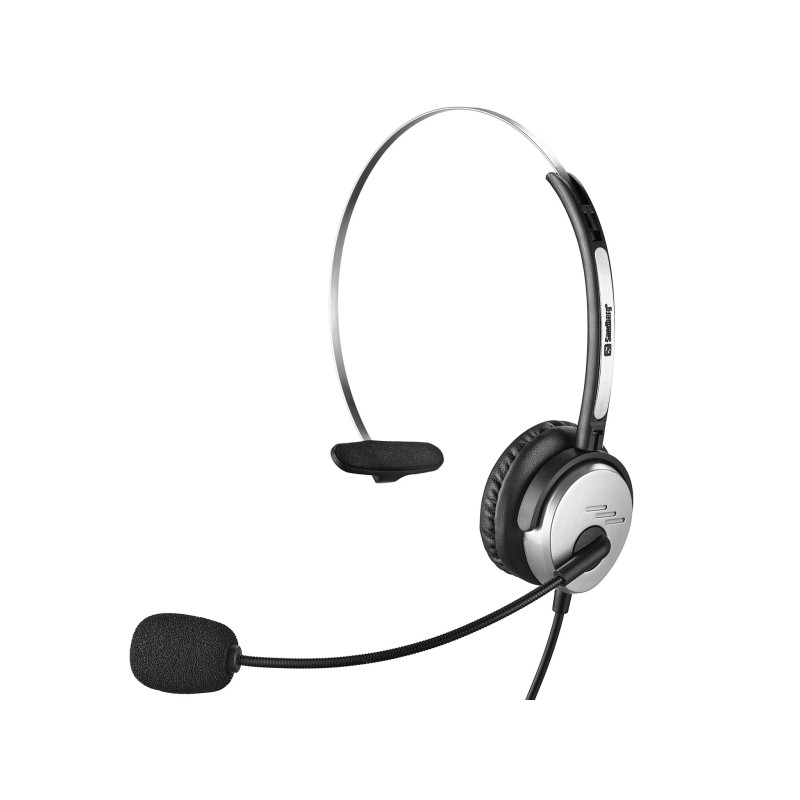 Sandberg USB Mono Headset Saver Casque Avec fil Arceau Bureau/Centre d'appels USB Type-A Noir, Argent