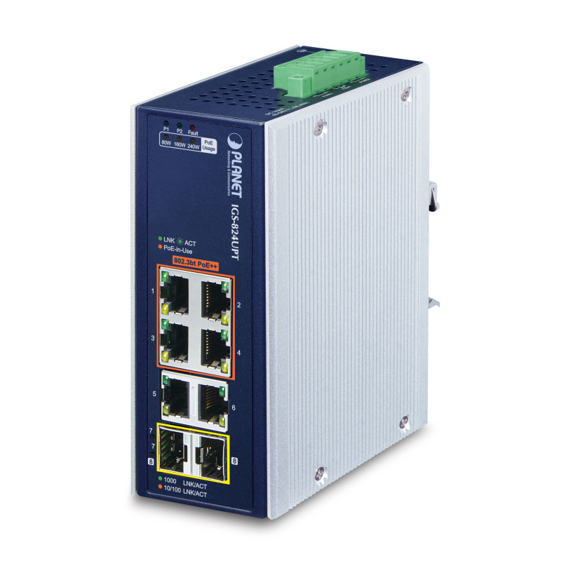 PLANET IP30 Industrial 4-Port Non-géré Gigabit Ethernet (10/100/1000) Connexion Ethernet, supportant l'alimentation via ce port