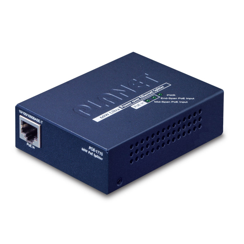 PLANET POE-171S séparateur voix-données Bleu Connexion Ethernet, supportant l'alimentation via ce port (PoE)