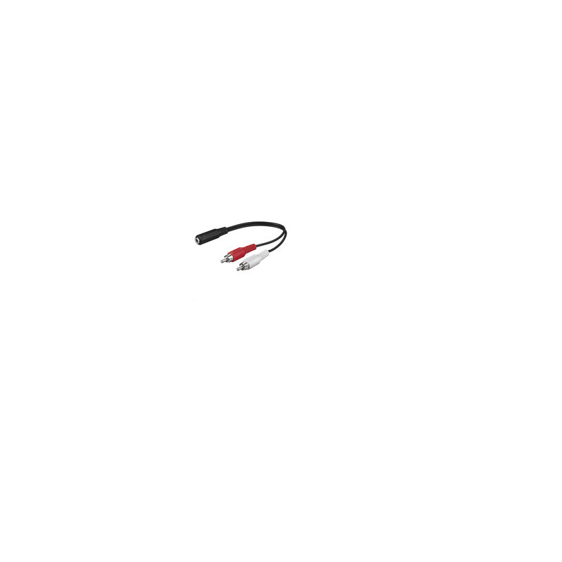 Microconnect AUDALH02 câble audio 0,2 m 2 x RCA 3,5mm Rouge, Blanc, Noir