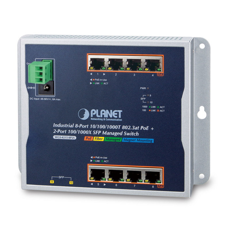 PLANET WGS-4215-8P2S commutateur réseau Géré Gigabit Ethernet (10/100/1000) Connexion Ethernet, supportant l'alimentation via