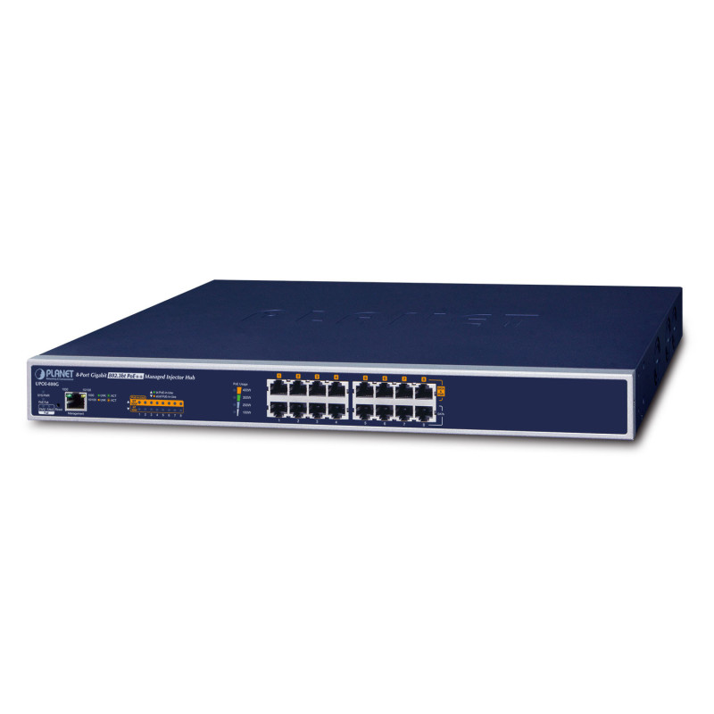 PLANET UPOE-800G commutateur réseau Géré Gigabit Ethernet (10/100/1000) Connexion Ethernet, supportant l'alimentation via ce