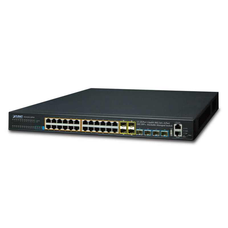 PLANET SGS-6341-24P4X commutateur réseau Géré L3 Gigabit Ethernet (10/100/1000) Connexion Ethernet, supportant l'alimentation