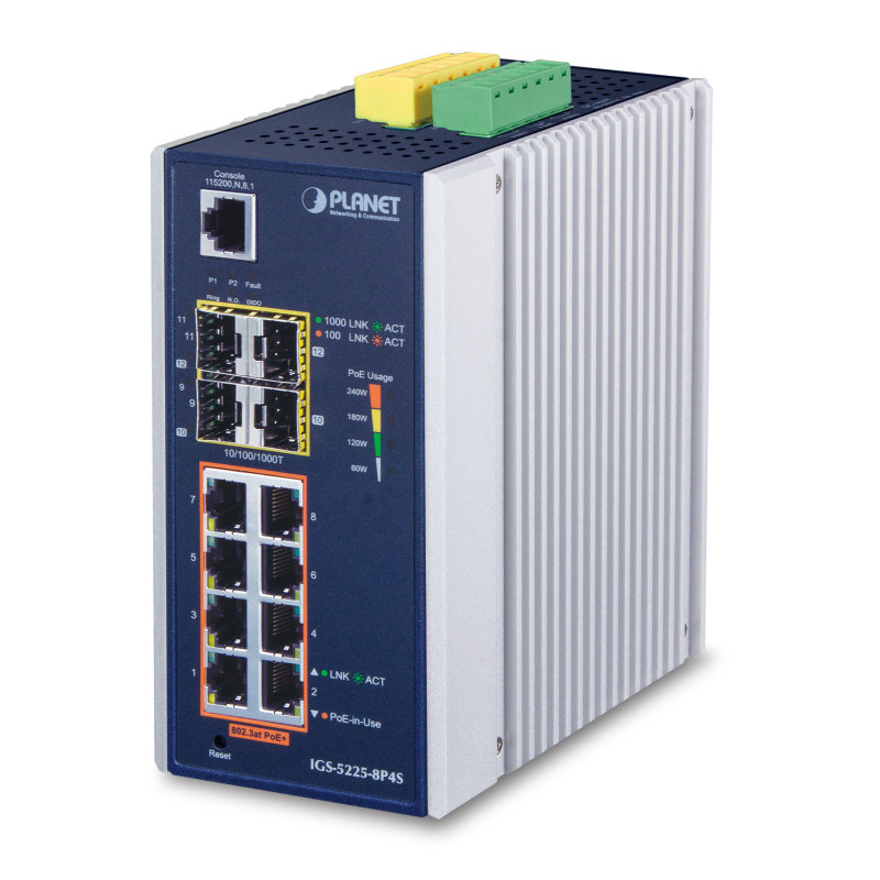 PLANET IGS-5225-8P4S commutateur réseau Géré L2+ Gigabit Ethernet (10/100/1000) Connexion Ethernet, supportant l'alimentation