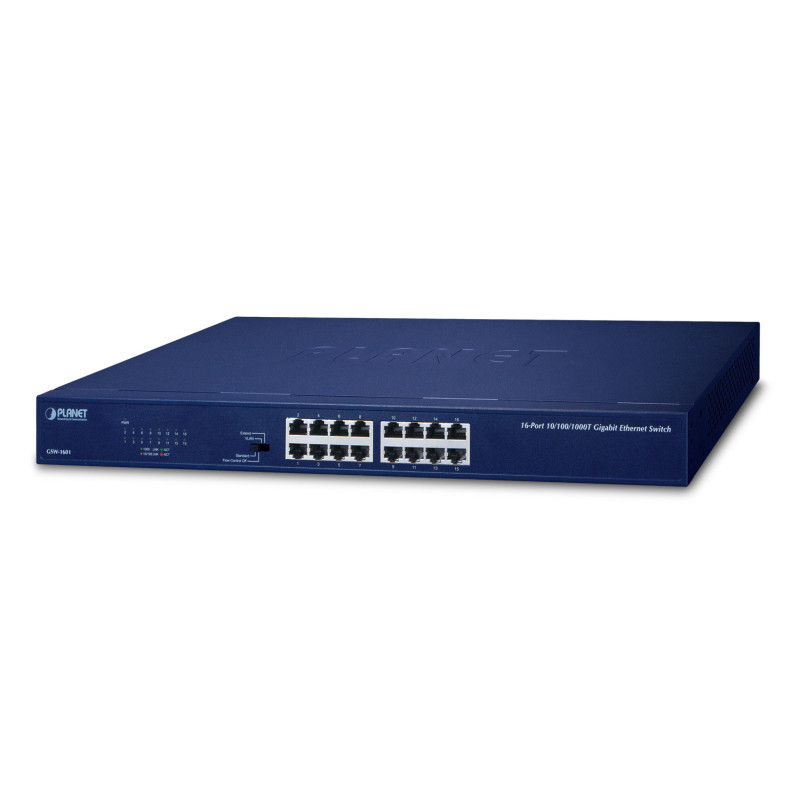 PLANET GSW-1601 commutateur réseau Non-géré Gigabit Ethernet (10/100/1000) 1U Bleu