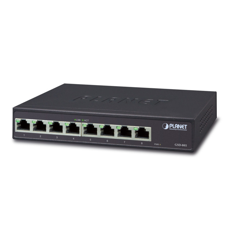 PLANET GSD-805 commutateur réseau Non-géré Gigabit Ethernet (10/100/1000) Noir