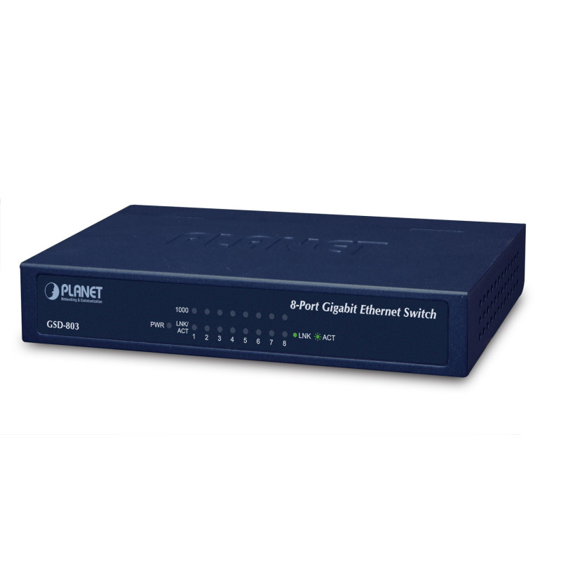 PLANET GSD-803 commutateur réseau Gigabit Ethernet (10/100/1000) Bleu