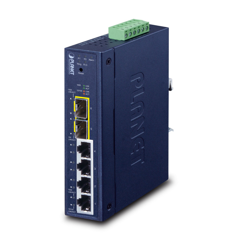 PLANET Industrial L2/L4 4-Port Géré L2/L4 Gigabit Ethernet (10/100/1000) Bleu