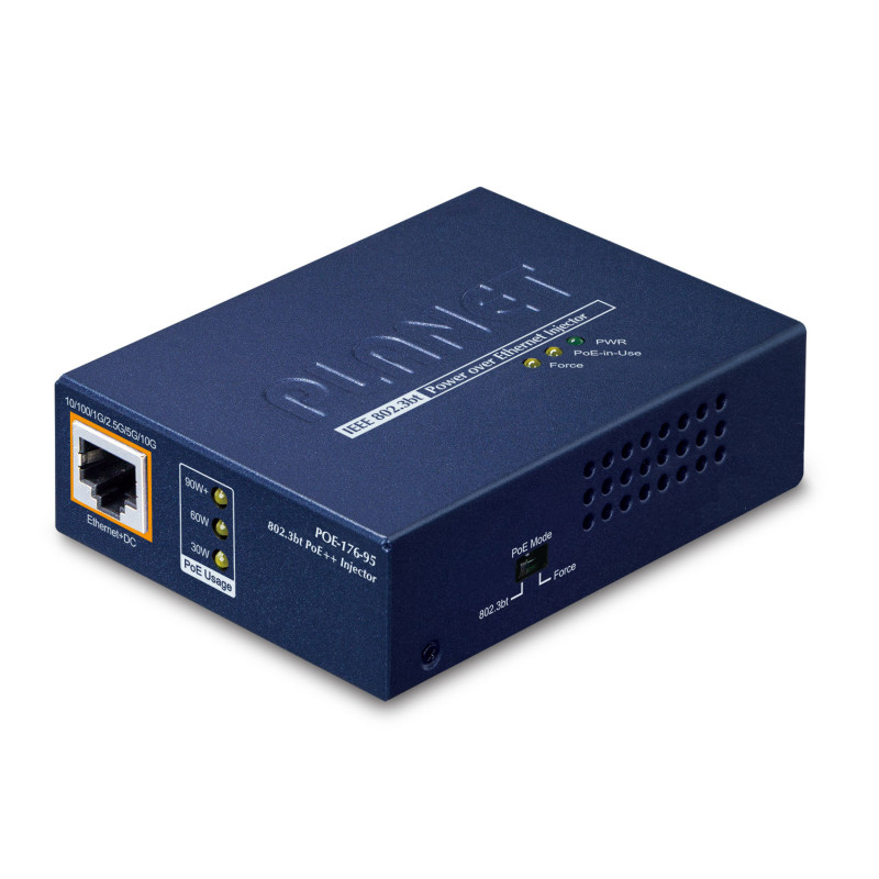 PLANET Single-Port 10Gbps 802.3bt Connexion Ethernet, supportant l'alimentation via ce port (PoE) Bleu