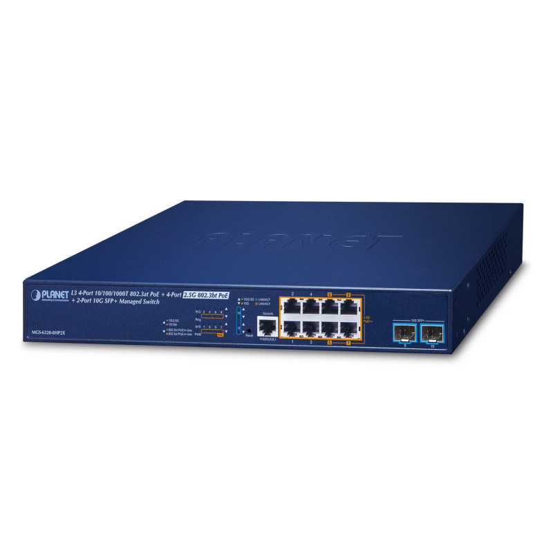 PLANET L3 4-Port 10/100/1000T Géré 2.5G Ethernet (100/1000/2500) Connexion Ethernet, supportant l'alimentation via ce port