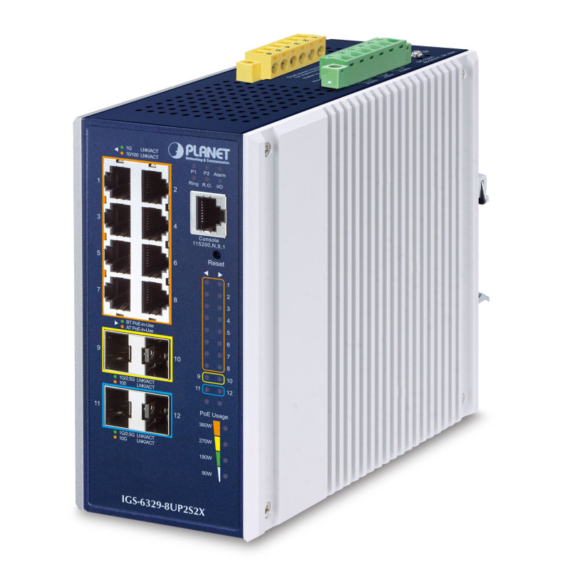 PLANET IP30 DIN-rail Industrial L3 Géré Gigabit Ethernet (10/100/1000) Connexion Ethernet, supportant l'alimentation via ce