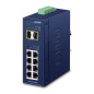 PLANET IP30 Industrial L2/L4 8-Port Géré L2/L4 Gigabit Ethernet (10/100/1000) Bleu