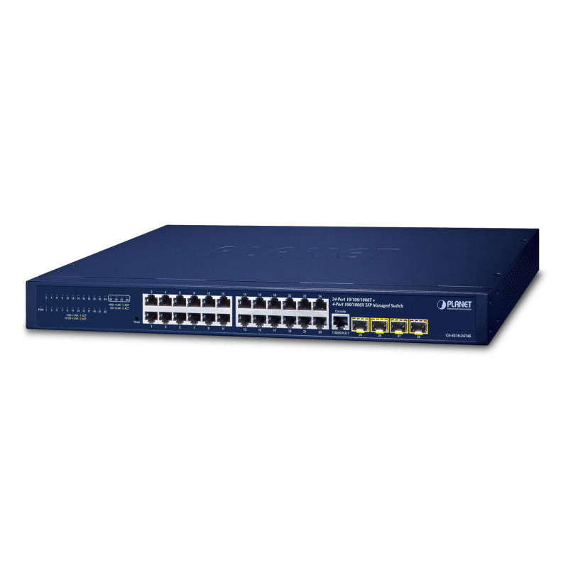 PLANET IPv4/IPv6, 24-Port Géré L2/L4 Gigabit Ethernet (10/100/1000) 1U Bleu