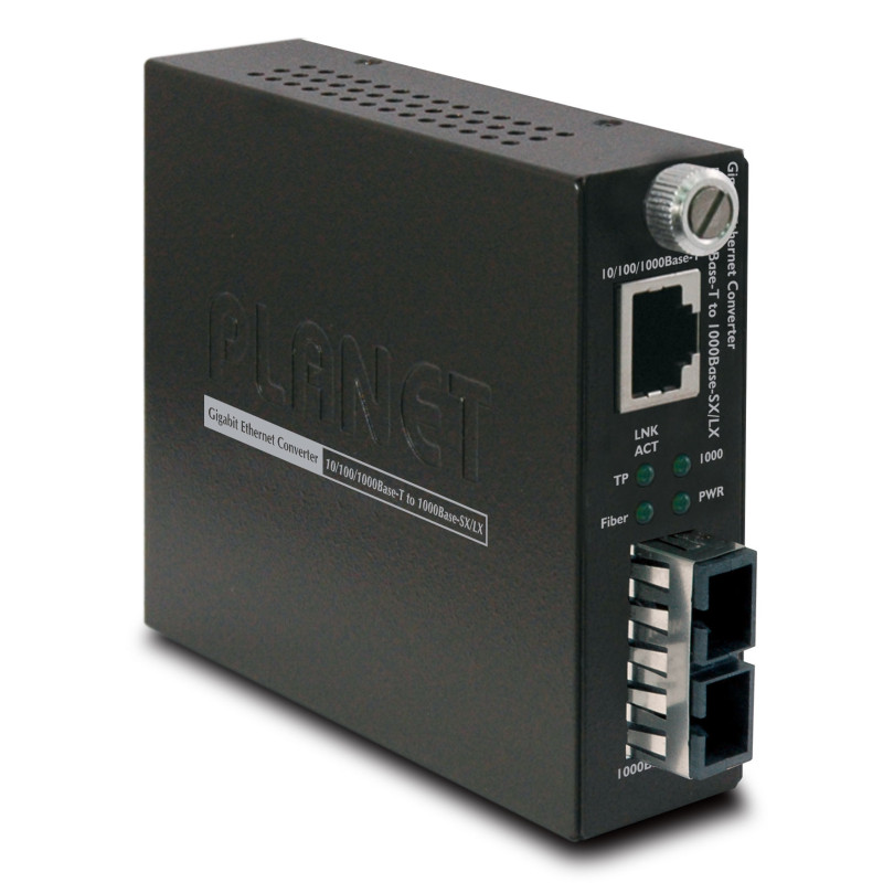 PLANET 10/100/1000Bas-T t 1000Bas-SX convertisseur de support réseau 2000 Mbit/s 850 nm Multimode Noir