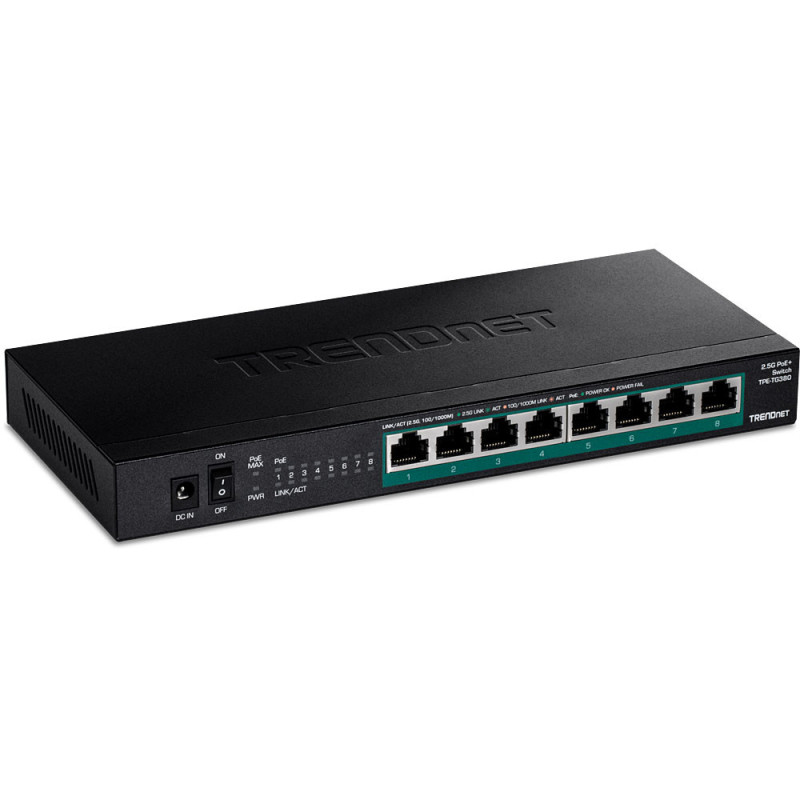 Trendnet TPE-TG380 commutateur réseau Non-géré 2.5G Ethernet (100/1000/2500) Connexion Ethernet, supportant l'alimentation via