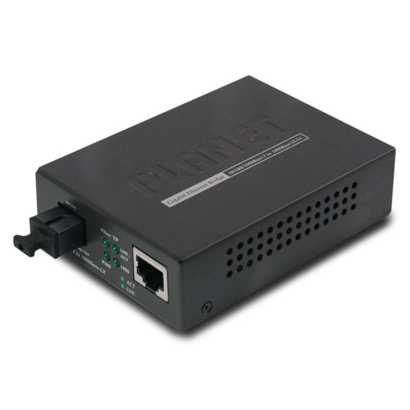 PLANET 10/100/1000Base-T to WDM convertisseur de support réseau 2000 Mbit/s 1550 nm Noir