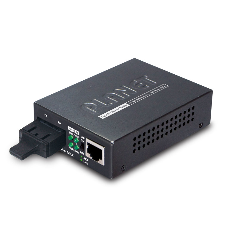 PLANET 1000Base-T to 1000Bse-LX convertisseur de support réseau 1000 Mbit/s 1310 nm Noir