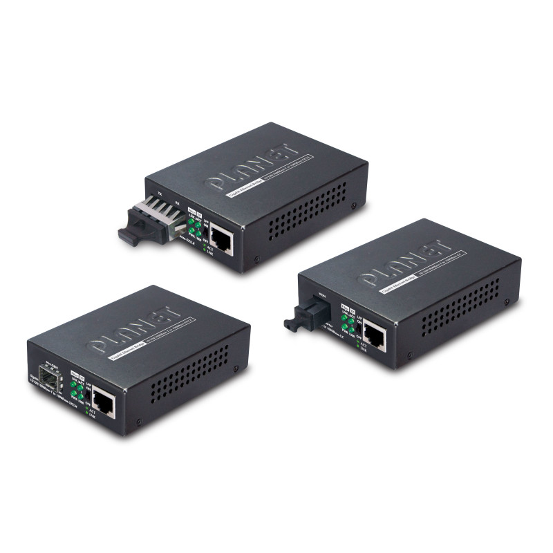 PLANET 10/100/1000Base-T to WDM convertisseur de support réseau 2000 Mbit/s 1310 nm Noir