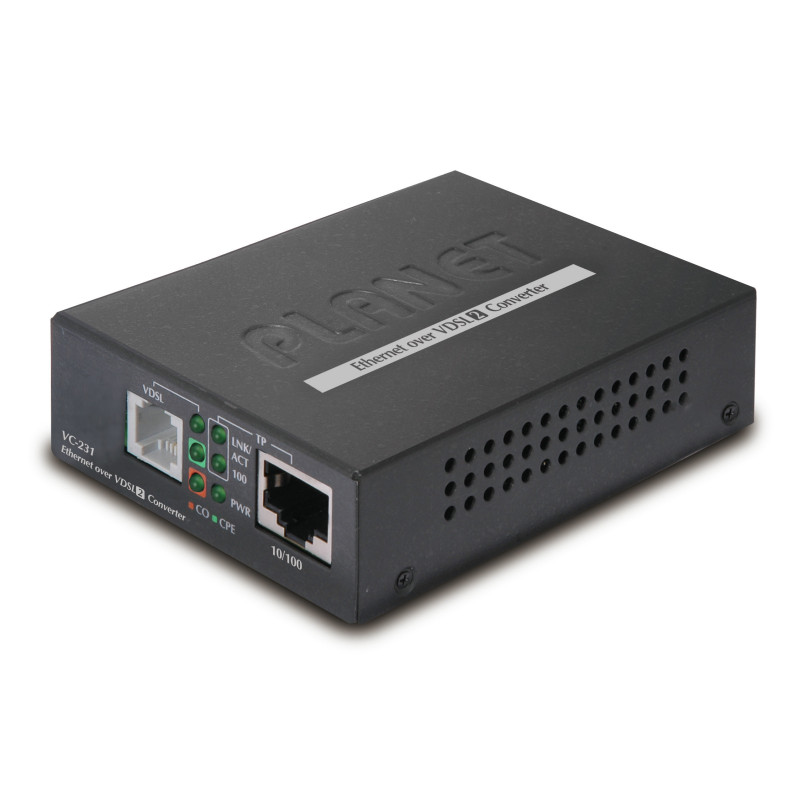 PLANET 100/100 Mbps Ethernet to convertisseur de support réseau 100 Mbit/s Noir