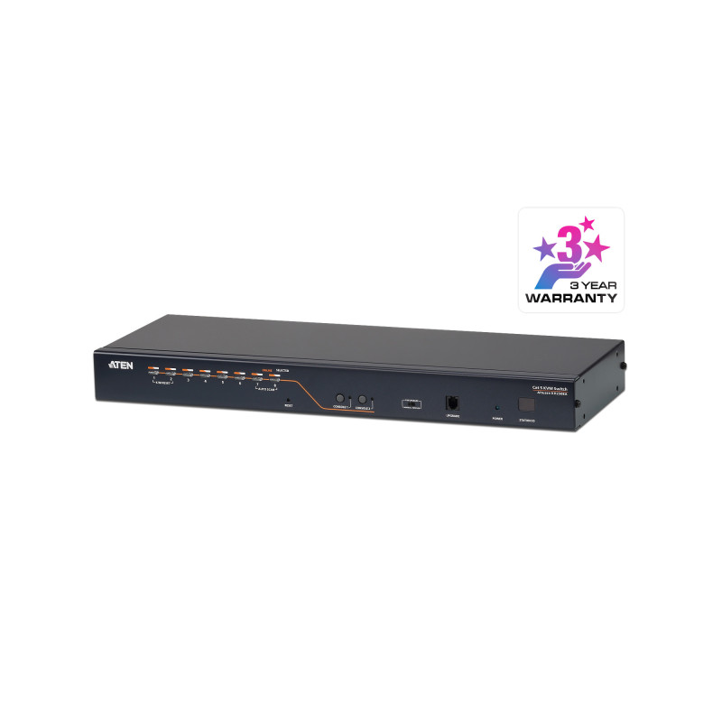 ATEN Commutateur KVM (DisplayPort, HDMI, DVI, VGA) multi-interface Cat 5 à 8 ports et 2 consoles