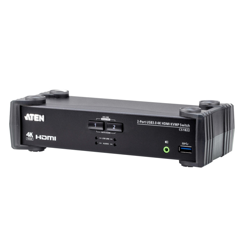 ATEN Commutateur KVMP™ HDMI 4K 2 ports USB 3.0 avec mode de mélangeur audio