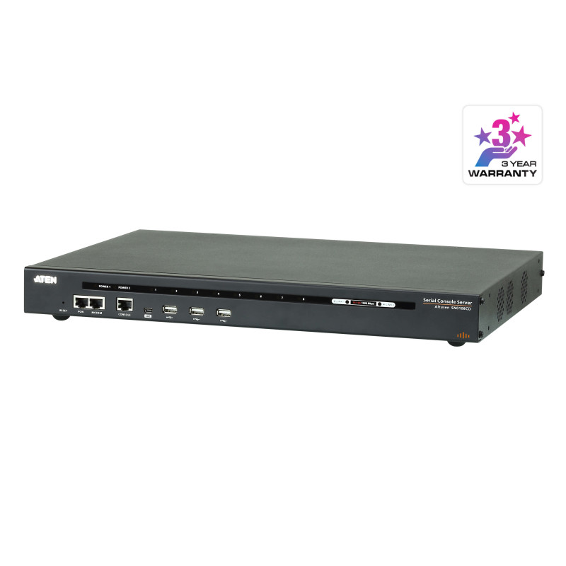 ATEN Serveur console série à 8 ports avec double alimentation/réseau local