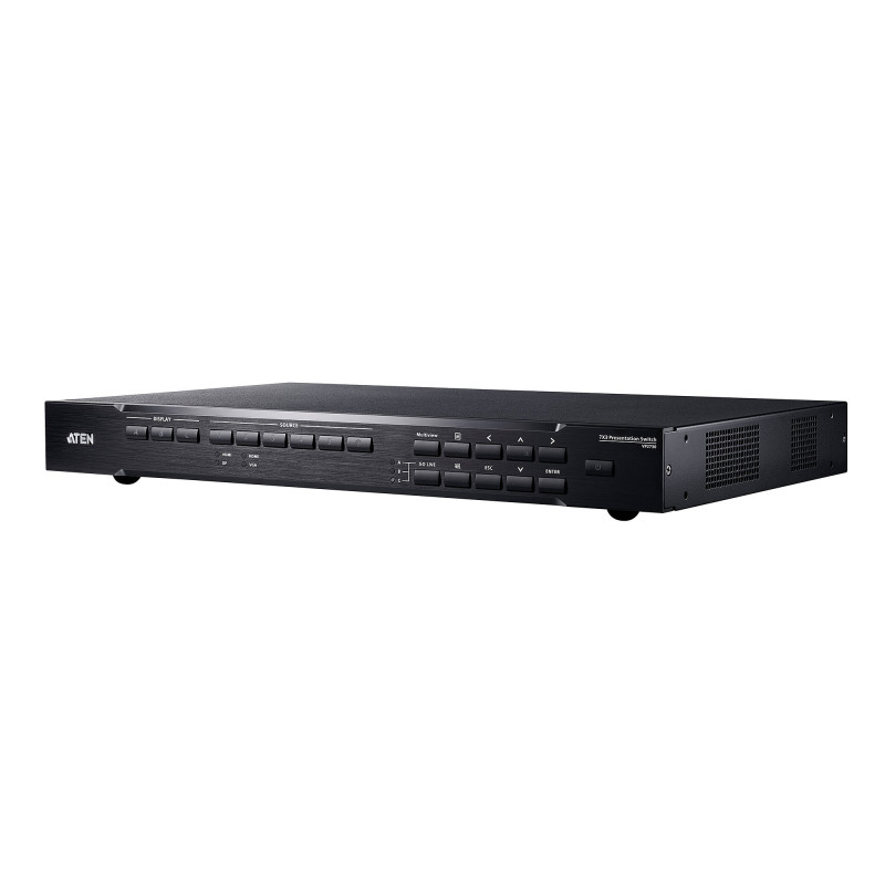 ATEN Commutateur matriciel de présentation Seamless 7 x 3 avec Scaler, Streaming, mélangeur audio et HDBaseT