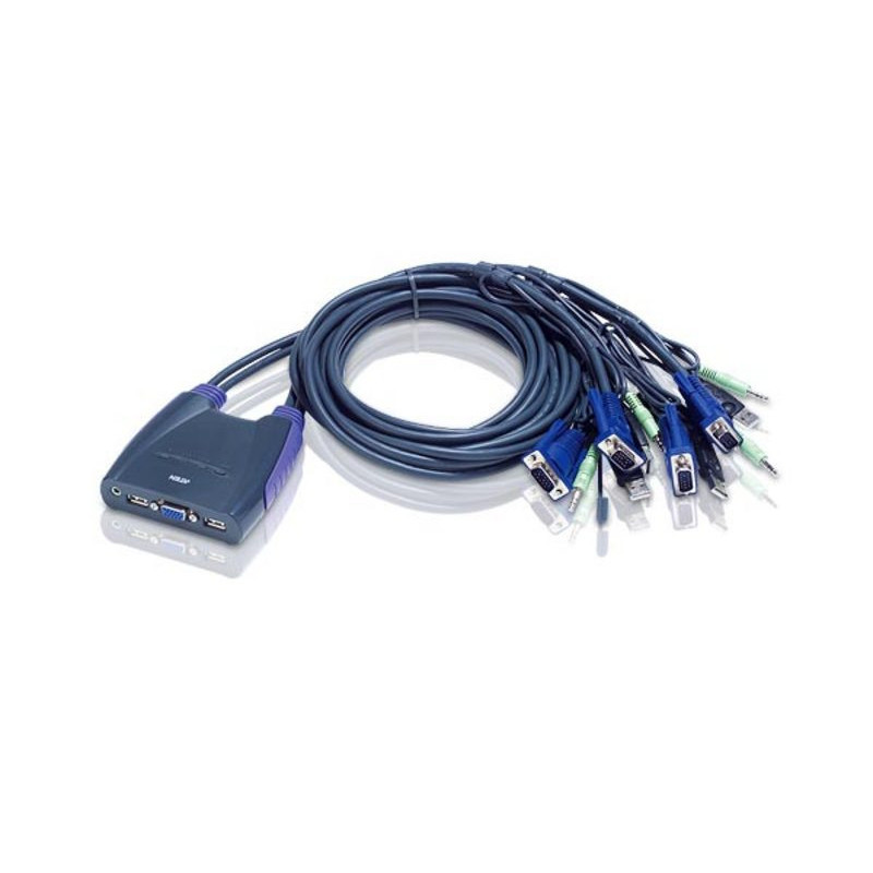 ATEN Commutateur KVM à câble VGA/audio USB 4 ports (0,9m, 1,2m)